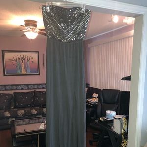 Fitted maxi dress with front split
